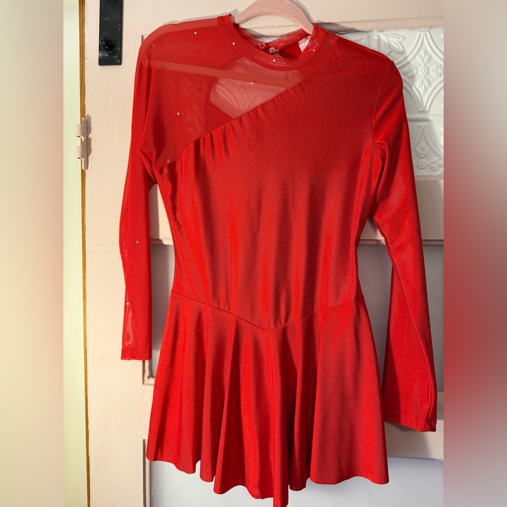 Elegant Red Figure Skating Dress